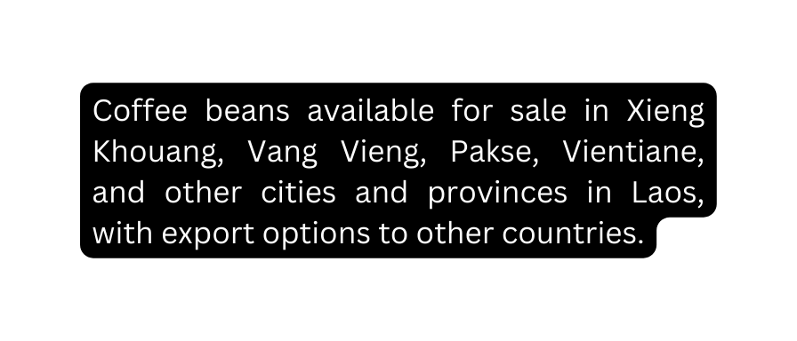 Coffee beans available for sale in Xieng Khouang Vang Vieng Pakse Vientiane and other cities and provinces in Laos with export options to other countries